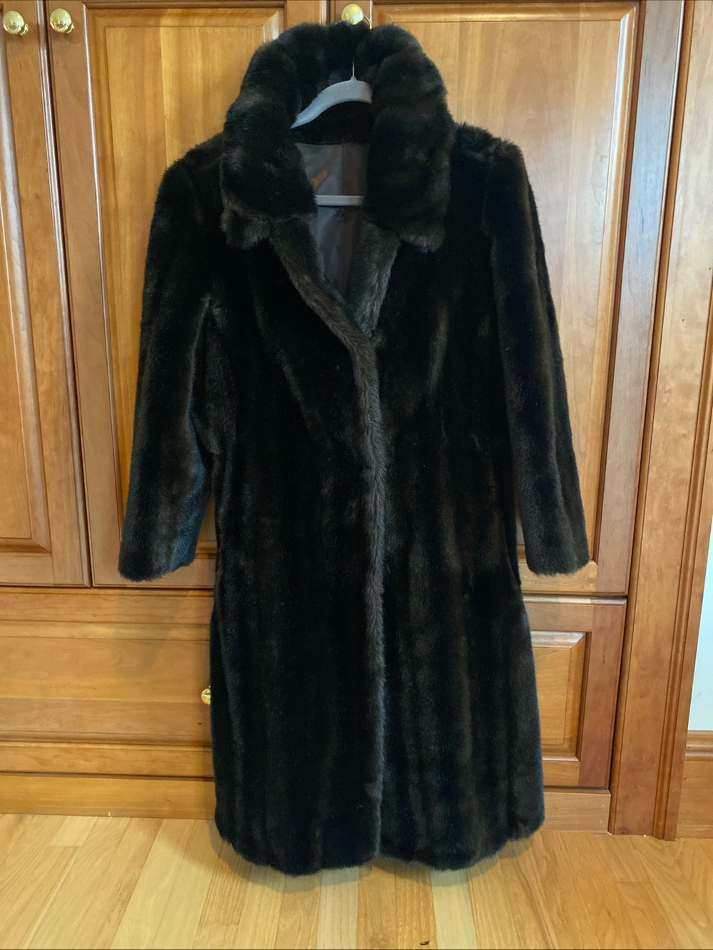 Women's Dark Brown Faux Fur Long Coat